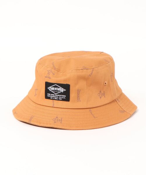 THRASHER(スラッシャー)の「GONZ ALLOVER PRINT YOUTH BACKET HAT/スラッシャーキッズバケハ(バケットハット)(ハット・キッズ・ブラック/キャメル・FREE)」の1枚目の写真