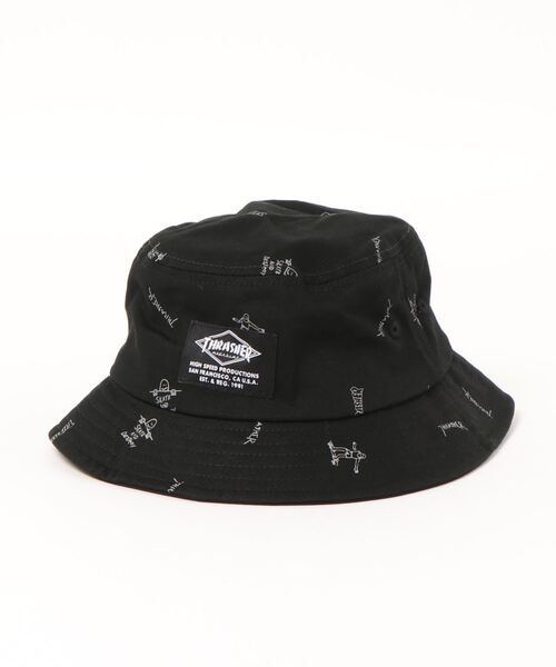 THRASHER(スラッシャー)の「GONZ ALLOVER PRINT YOUTH BACKET HAT/スラッシャーキッズバケハ(バケットハット)(ハット・キッズ・ブラック/キャメル・FREE)」の2枚目の写真