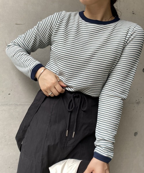 CPCM（シーピーシーエム）の「ボーダーリンガーロンT（Tシャツ/カットソー・レディース・ブラック/ピンク/ブルー/グリーン・FREE）」の15枚目の写真