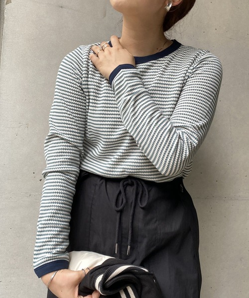 CPCM（シーピーシーエム）の「ボーダーリンガーロンT（Tシャツ/カットソー・レディース・ブラック/ピンク/ブルー/グリーン・FREE）」の16枚目の写真