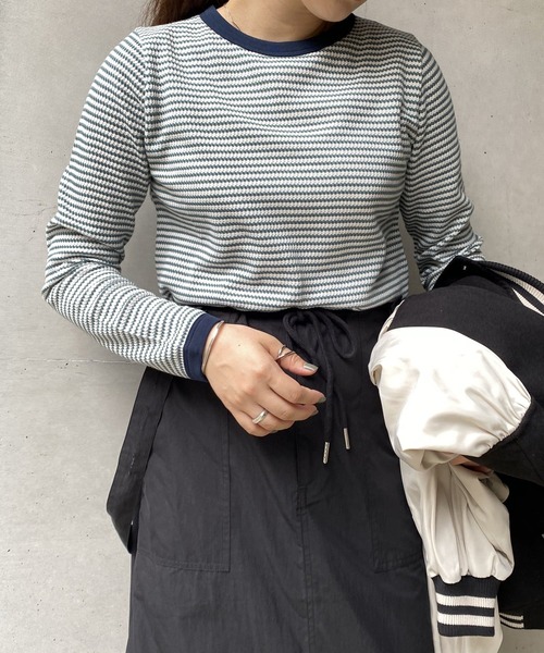 CPCM（シーピーシーエム）の「ボーダーリンガーロンT（Tシャツ/カットソー・レディース・ブラック/ピンク/ブルー/グリーン・FREE）」の17枚目の写真