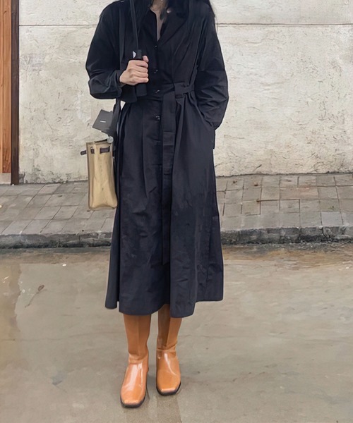 me+em select（ミームセレクト）の「ステンカラーロングトレンチコート（トレンチコート・レディース・ブラック/ベージュ/ブラウン・FREE）」の2枚目の写真