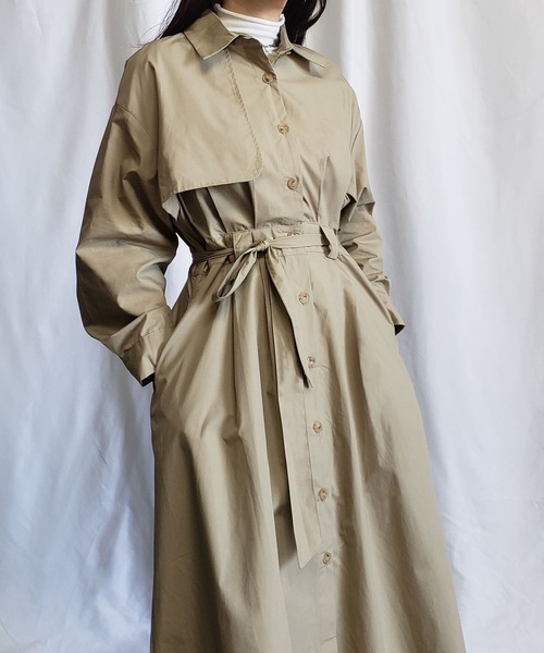 me+em select（ミームセレクト）の「ステンカラーロングトレンチコート（トレンチコート・レディース・ブラック/ベージュ/ブラウン・FREE）」の4枚目の写真