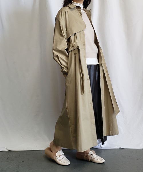 me+em select（ミームセレクト）の「ステンカラーロングトレンチコート（トレンチコート・レディース・ブラック/ベージュ/ブラウン・FREE）」の21枚目の写真