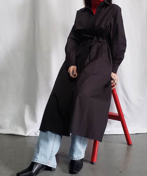 me+em select（ミームセレクト）の「ステンカラーロングトレンチコート（トレンチコート・レディース・ブラック/ベージュ/ブラウン・FREE）」の15枚目の写真
