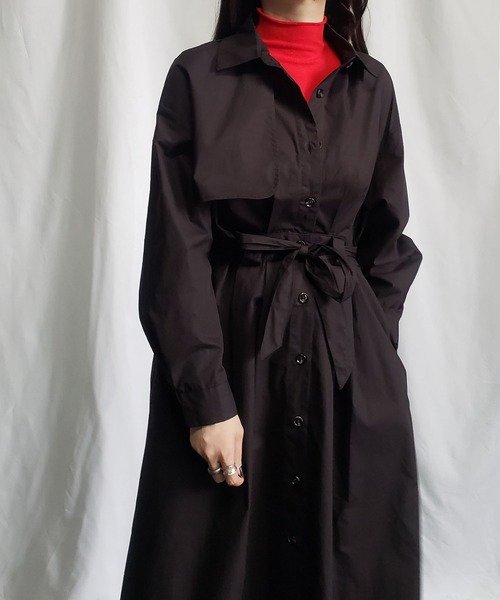 me+em select（ミームセレクト）の「ステンカラーロングトレンチコート（トレンチコート・レディース・ブラック/ベージュ/ブラウン・FREE）」の5枚目の写真