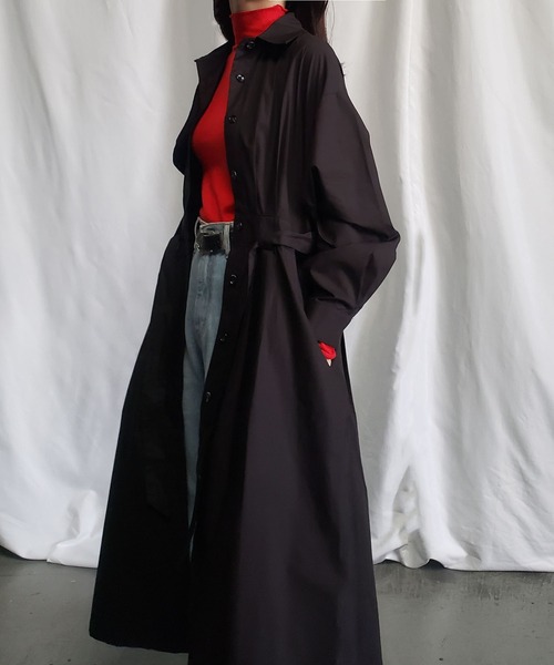 me+em select（ミームセレクト）の「ステンカラーロングトレンチコート（トレンチコート・レディース・ブラック/ベージュ/ブラウン・FREE）」の12枚目の写真
