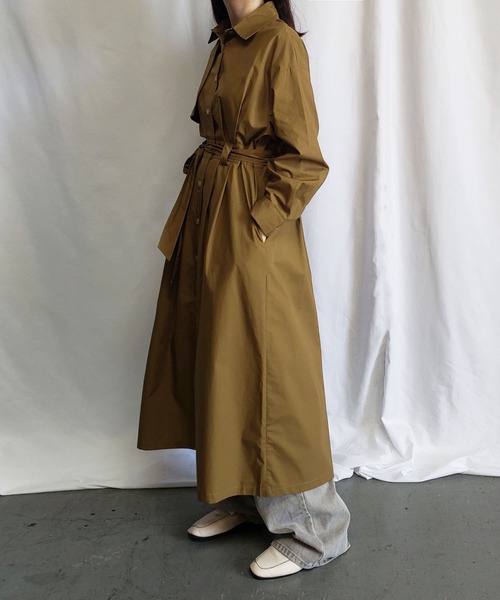 me+em select（ミームセレクト）の「ステンカラーロングトレンチコート（トレンチコート・レディース・ブラック/ベージュ/ブラウン・FREE）」の9枚目の写真