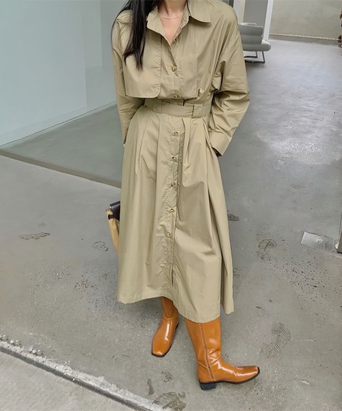 me+em select（ミームセレクト）の「ステンカラーロングトレンチコート（トレンチコート・レディース・ブラック/ベージュ/ブラウン・FREE）」の16枚目の写真