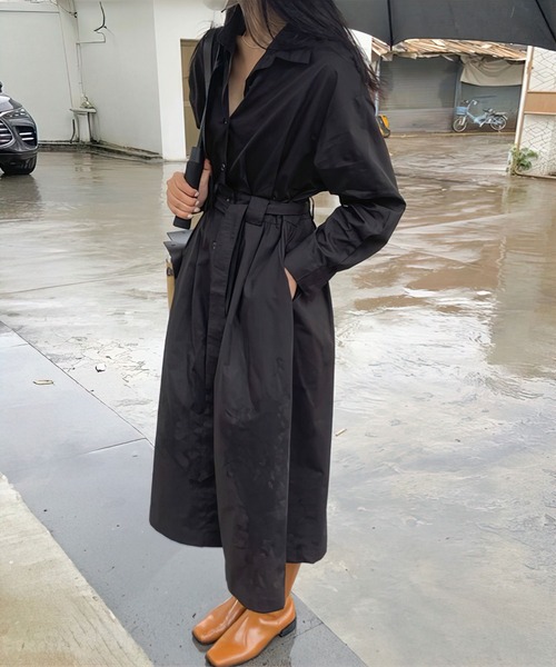 me+em select（ミームセレクト）の「ステンカラーロングトレンチコート（トレンチコート・レディース・ブラック/ベージュ/ブラウン・FREE）」の13枚目の写真