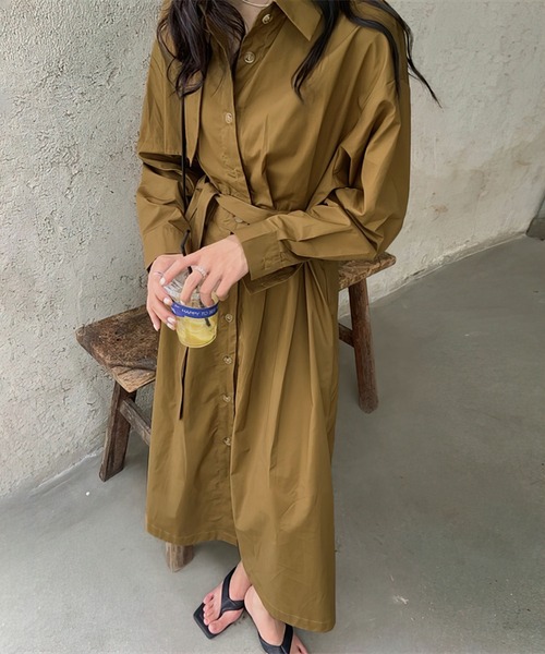 me+em select（ミームセレクト）の「ステンカラーロングトレンチコート（トレンチコート・レディース・ブラック/ベージュ/ブラウン・FREE）」の10枚目の写真