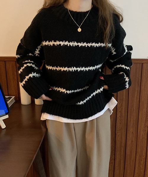 aimoha（アイモハ）の「ゆったりニットセーター（ニット/セーター・レディース・ホワイト/ブラック・FREE）」の13枚目の写真