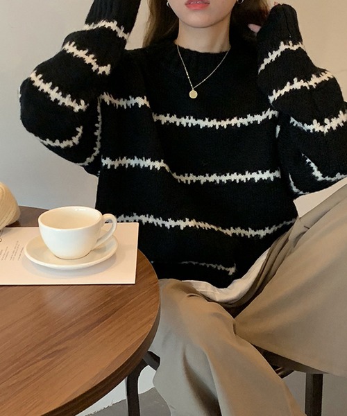 aimoha（アイモハ）の「ゆったりニットセーター（ニット/セーター・レディース・ホワイト/ブラック・FREE）」の16枚目の写真