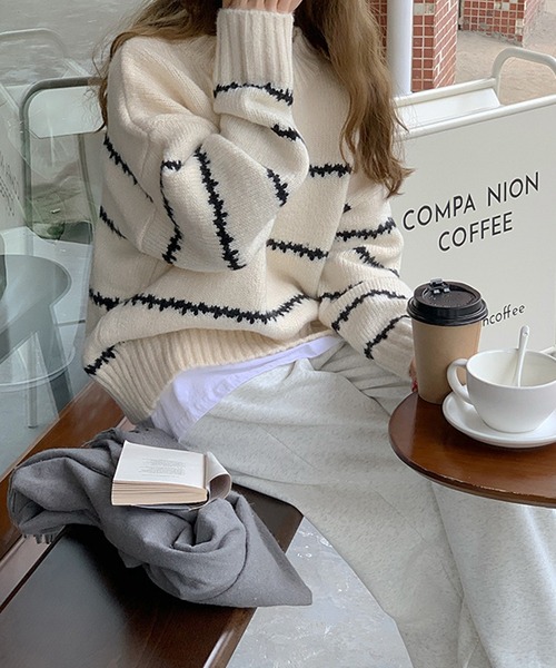 aimoha（アイモハ）の「ゆったりニットセーター（ニット/セーター・レディース・ホワイト/ブラック・FREE）」の10枚目の写真