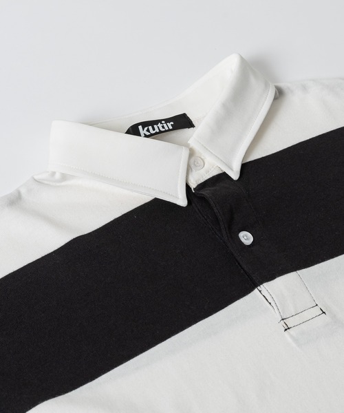 kutir(クティール)の「ショートレングスボーダーラガーシャツ(ポロシャツ・メンズ・グリーン/ライトブルー/ブラック・MEDIUM/LARGE)」の9枚目の写真
