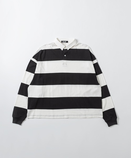 kutir(クティール)の「ショートレングスボーダーラガーシャツ(ポロシャツ・メンズ・グリーン/ライトブルー/ブラック・MEDIUM/LARGE)」の11枚目の写真