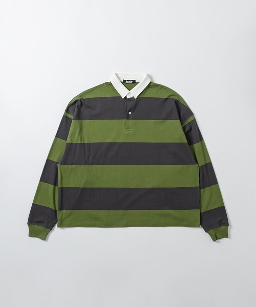 kutir(クティール)の「ショートレングスボーダーラガーシャツ(ポロシャツ・メンズ・グリーン/ライトブルー/ブラック・MEDIUM/LARGE)」の6枚目の写真