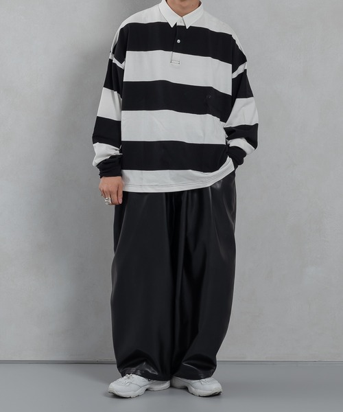 kutir(クティール)の「ショートレングスボーダーラガーシャツ(ポロシャツ・メンズ・グリーン/ライトブルー/ブラック・MEDIUM/LARGE)」の13枚目の写真