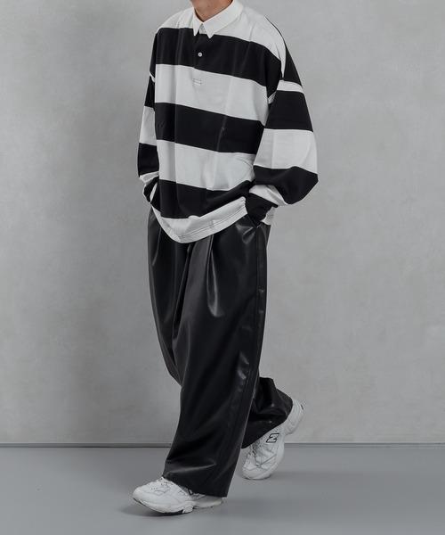 kutir(クティール)の「ショートレングスボーダーラガーシャツ(ポロシャツ・メンズ・グリーン/ライトブルー/ブラック・MEDIUM/LARGE)」の15枚目の写真