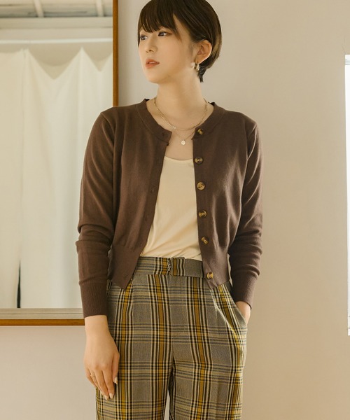 Ambre Neige(アンブルネージュ)の「ショートカーディガン/【WEB/EC限定商品】(カーディガン/ボレロ・レディース・ダークブラウン/ベージュ/アイボリー・FREE)」の12枚目の写真