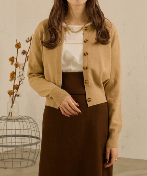 Ambre Neige(アンブルネージュ)の「ショートカーディガン/【WEB/EC限定商品】(カーディガン/ボレロ・レディース・ダークブラウン/ベージュ/アイボリー・FREE)」の20枚目の写真