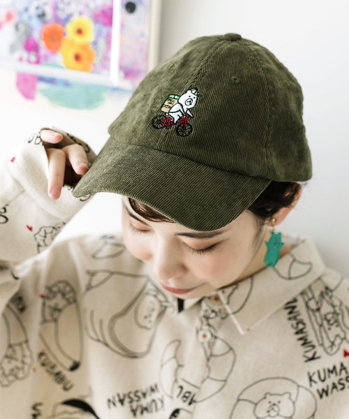 ScoLar（スカラー）の「KUMAEATS CAP（キャップ・レディース・ブラック/カーキ/ベージュ・FREE）」の3枚目の写真