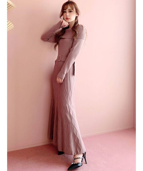 RESEXXY(リゼクシー)の「変形リブ2wayニットワンピース(ワンピース・レディース・ホワイト/ブラック/ベージュ/モカ・FREE)」の6枚目の写真