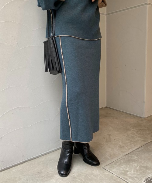 CAPRICIEUX LE'MAGE(カプリシューレマージュ)の「リバカラーニットスカート(スカート・レディース・アイボリー/ブラック/モカ/グレー・FREE)」の6枚目の写真