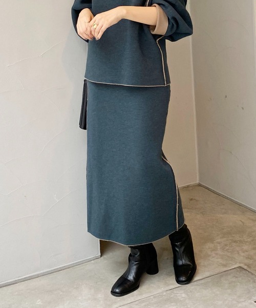 CAPRICIEUX LE'MAGE(カプリシューレマージュ)の「リバカラーニットスカート(スカート・レディース・アイボリー/ブラック/モカ/グレー・FREE)」の17枚目の写真