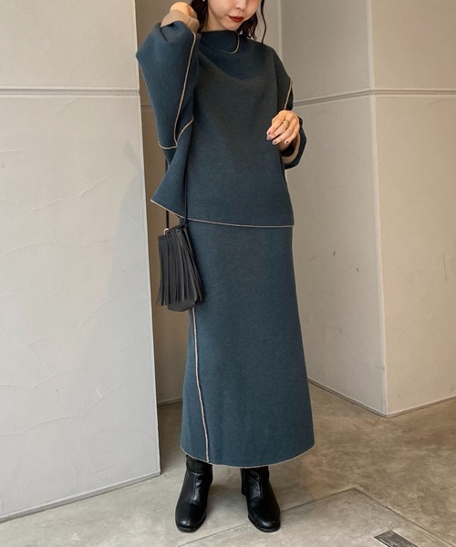 CAPRICIEUX LE'MAGE(カプリシューレマージュ)の「リバカラーニットスカート(スカート・レディース・アイボリー/ブラック/モカ/グレー・FREE)」の12枚目の写真