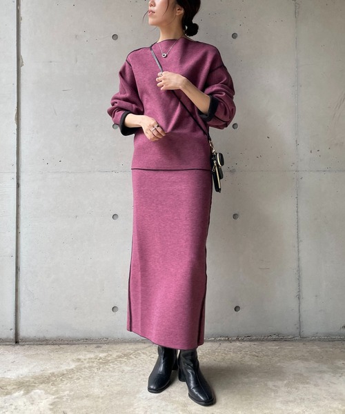 CAPRICIEUX LE'MAGE(カプリシューレマージュ)の「リバカラーニットスカート(スカート・レディース・アイボリー/ブラック/モカ/グレー・FREE)」の13枚目の写真