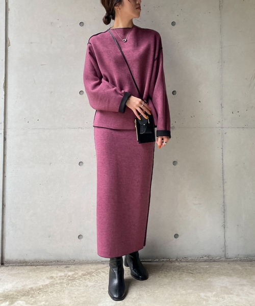 CAPRICIEUX LE'MAGE(カプリシューレマージュ)の「リバカラーニットスカート(スカート・レディース・アイボリー/ブラック/モカ/グレー・FREE)」の8枚目の写真