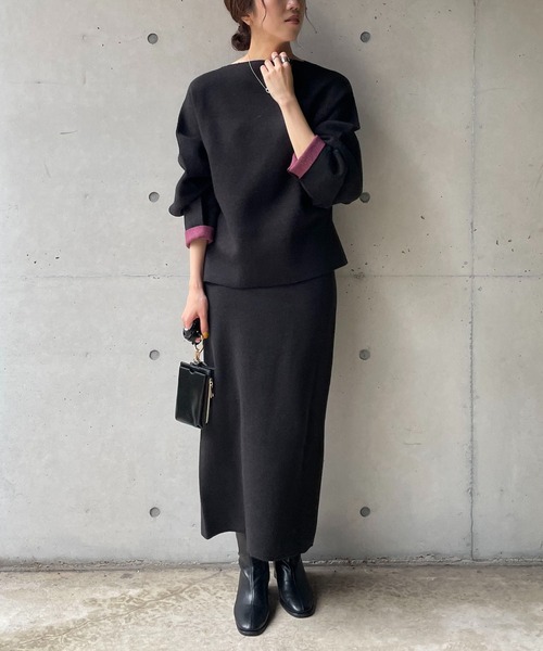 CAPRICIEUX LE'MAGE(カプリシューレマージュ)の「リバカラーニットスカート(スカート・レディース・アイボリー/ブラック/モカ/グレー・FREE)」の19枚目の写真