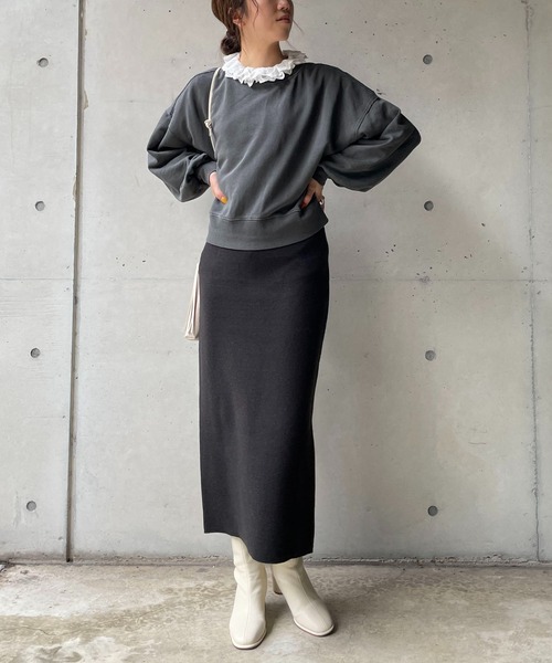 CAPRICIEUX LE'MAGE(カプリシューレマージュ)の「リバカラーニットスカート(スカート・レディース・アイボリー/ブラック/モカ/グレー・FREE)」の14枚目の写真