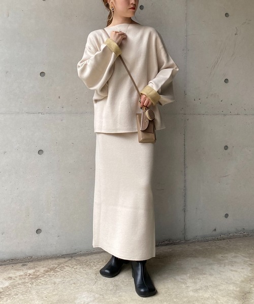 CAPRICIEUX LE'MAGE(カプリシューレマージュ)の「リバカラーニットスカート(スカート・レディース・アイボリー/ブラック/モカ/グレー・FREE)」の15枚目の写真