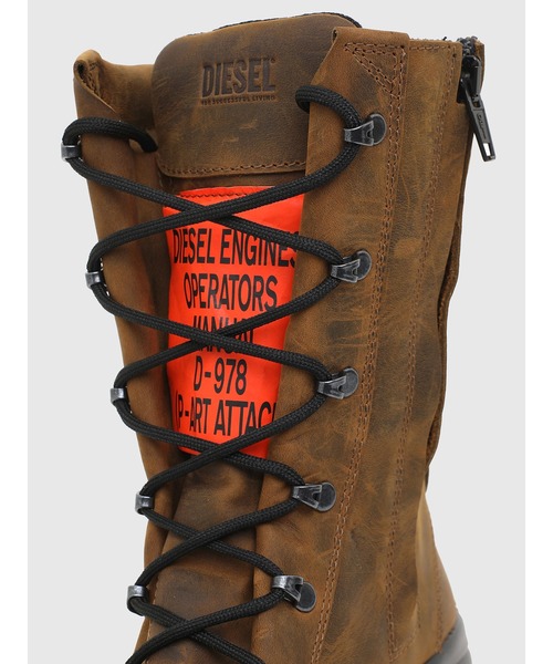 DIESEL（ディーゼル）の「メンズ トリートメントレザー ワークブーツ