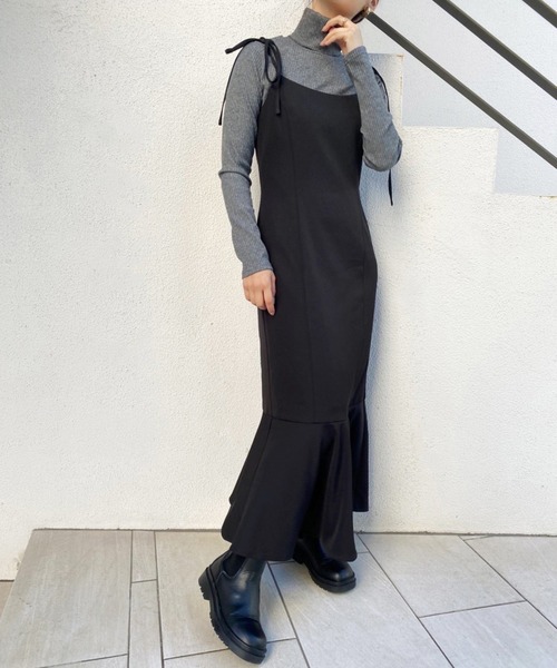 one after another NICE CLAUP(ワンアフターアナザーナイスクラップ)の「単品でも着まわし抜群!2wayニット×マーメイドワンピースセットアップ(ワンピース・レディース・ブラック/ピンク/モカ/チェック・FREE)」の19枚目の写真