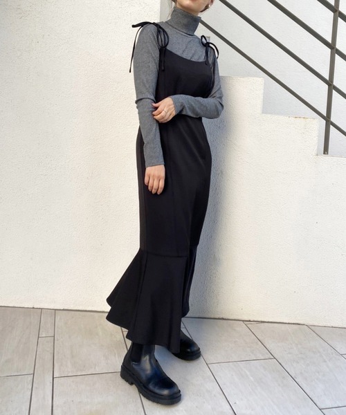 one after another NICE CLAUP(ワンアフターアナザーナイスクラップ)の「単品でも着まわし抜群!2wayニット×マーメイドワンピースセットアップ(ワンピース・レディース・ブラック/ピンク/モカ/チェック・FREE)」の18枚目の写真