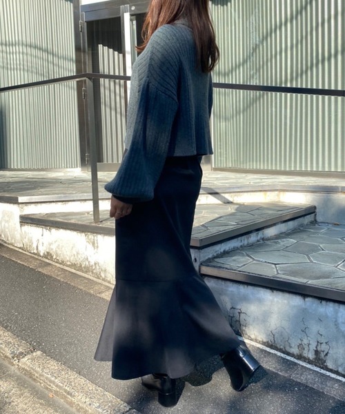 one after another NICE CLAUP(ワンアフターアナザーナイスクラップ)の「単品でも着まわし抜群!2wayニット×マーメイドワンピースセットアップ(ワンピース・レディース・ブラック/ピンク/モカ/チェック・FREE)」の14枚目の写真