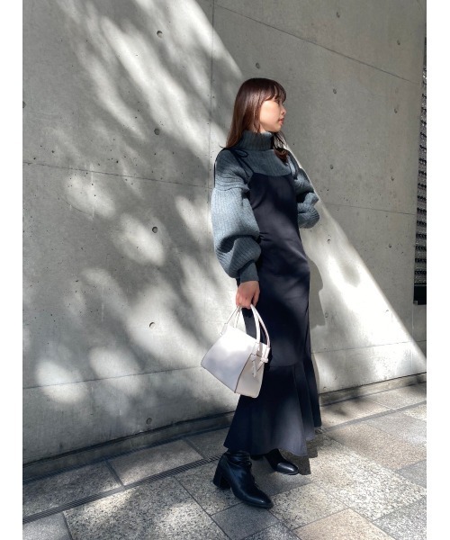 one after another NICE CLAUP(ワンアフターアナザーナイスクラップ)の「単品でも着まわし抜群!2wayニット×マーメイドワンピースセットアップ(ワンピース・レディース・ブラック/ピンク/モカ/チェック・FREE)」の5枚目の写真