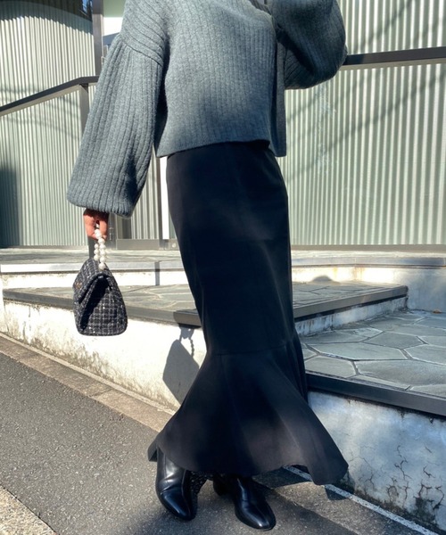 one after another NICE CLAUP(ワンアフターアナザーナイスクラップ)の「単品でも着まわし抜群!2wayニット×マーメイドワンピースセットアップ(ワンピース・レディース・ブラック/ピンク/モカ/チェック・FREE)」の8枚目の写真