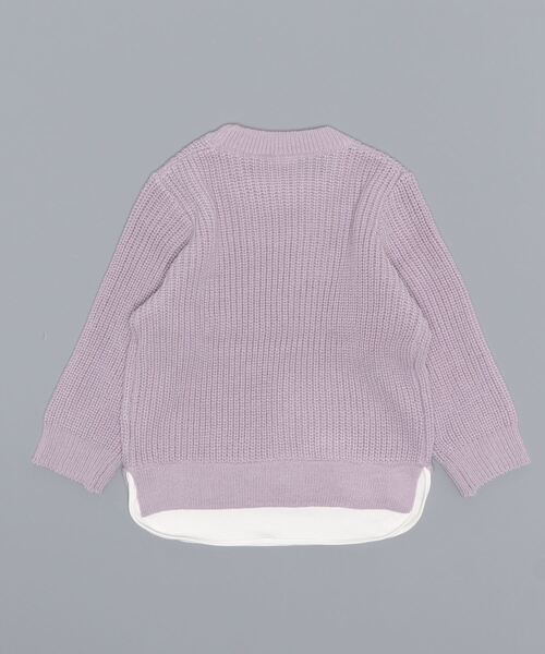 ANAP kids（アナップキッズ）の「バタフライ刺繍ロゴレイヤード風ニットトップス（ニット/セーター・キッズ・サックスブルー/ラベンダー・S/M/L）」の4枚目の写真