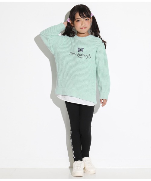 ANAP kids（アナップキッズ）の「バタフライ刺繍ロゴレイヤード風ニットトップス（ニット/セーター・キッズ・サックスブルー/ラベンダー・S/M/L）」の10枚目の写真