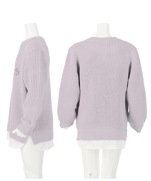 ANAP kids（アナップキッズ）の「バタフライ刺繍ロゴレイヤード風ニットトップス（ニット/セーター・キッズ・サックスブルー/ラベンダー・S/M/L）」の7枚目の写真