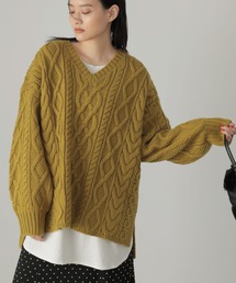 AMERICAN HOLIC | Vネックケーブルニットプルオーバー(ニット/セーター)