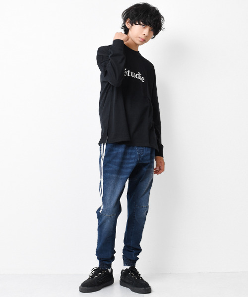 RAT EFFECT(ラットエフェクト)の「デニムラインパンツ(デニムパンツ・キッズ・ネイビー/ブルー/ケミカルウォッシュ/ネイビー系2/ブラック・150/120/130/160/140/170)」の19枚目の写真