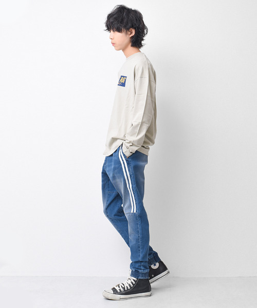 RAT EFFECT(ラットエフェクト)の「デニムラインパンツ(デニムパンツ・キッズ・ネイビー/ブルー/ケミカルウォッシュ/ネイビー系2/ブラック・150/120/130/160/140/170)」の15枚目の写真
