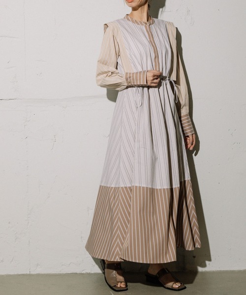 MARECHAL TERRE(マルシャルテル)の「シャツワンピース(ワンピース・レディース・ピンク/ベージュ系その他/ブルー系その他/ライトベージュ・MEDIUM)」の2枚目の写真