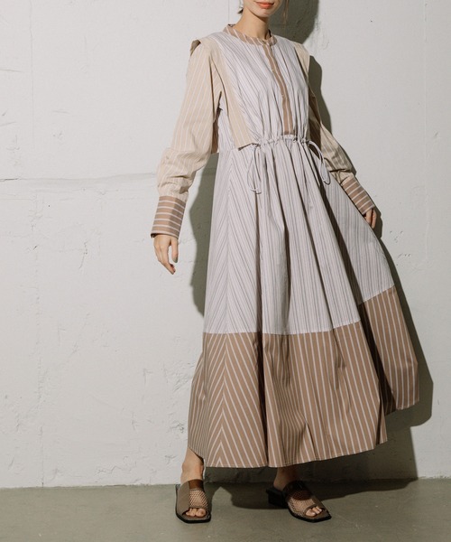 MARECHAL TERRE(マルシャルテル)の「シャツワンピース(ワンピース・レディース・ピンク/ベージュ系その他/ブルー系その他/ライトベージュ・MEDIUM)」の9枚目の写真