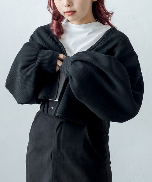 RASVOA(ラスボア)の「スウェットライクニットカーディガン(カーディガン/ボレロ・レディース・ブラック/オレンジ/グリーン・FREE)」の18枚目の写真